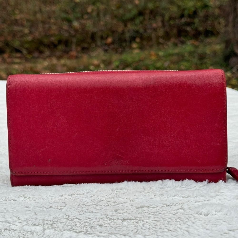 Vintage Coach Red Bedford Combo Wallet Checkbook #6996